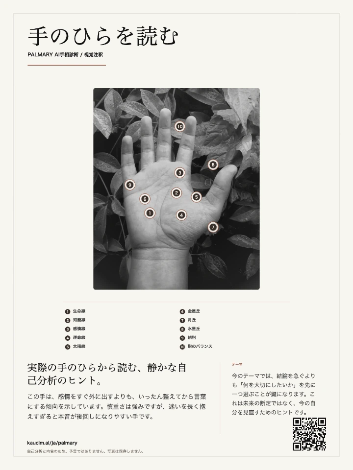 Palmary日本語手相診断サンプルカード