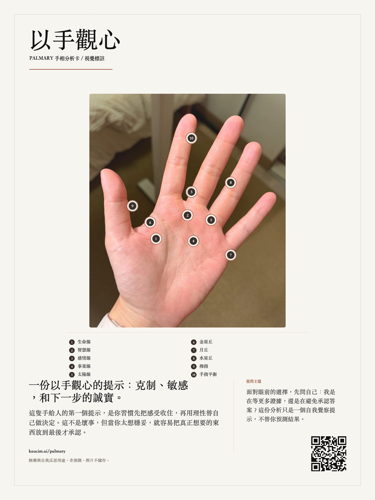 Palmary 繁體手相分析範例卡